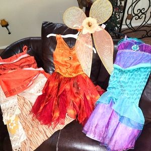 3 disney costumes with little mermaid crown